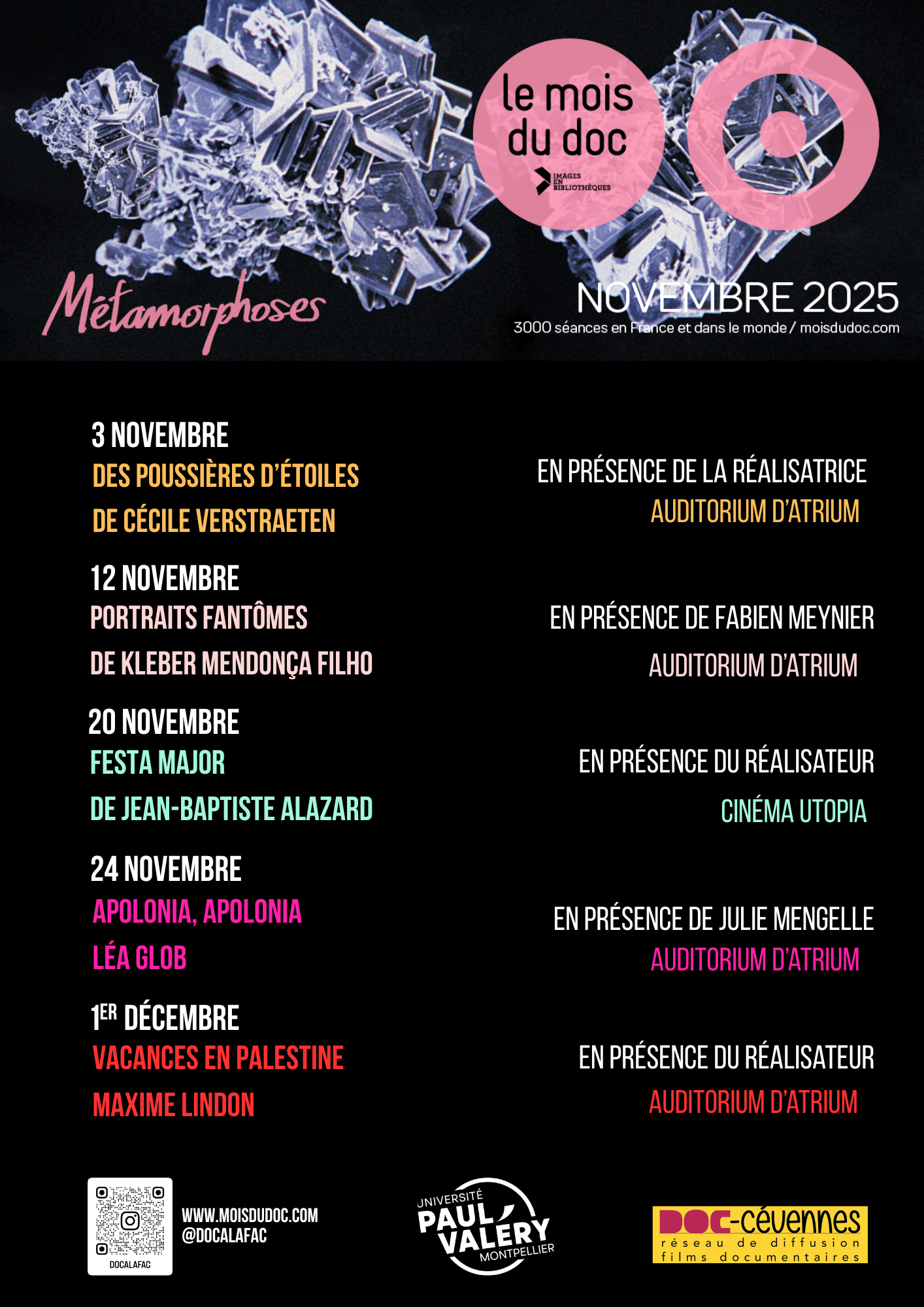 Programme du mois du film documentaire à la BU Atrium